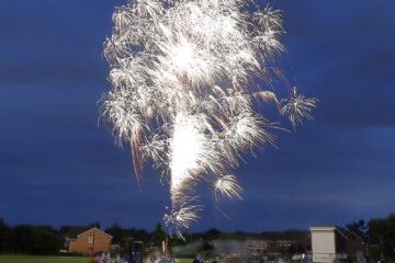 Wingates Band in concert with fireworks in Westhoughton